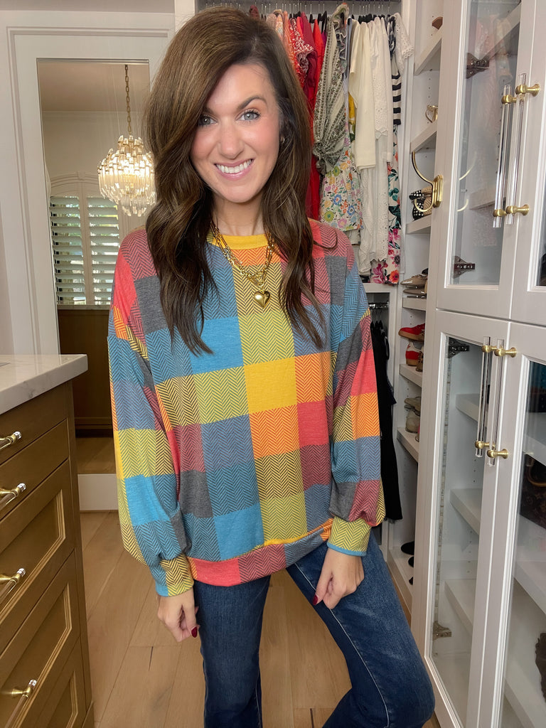 Main Character Plaid Tunic in Red/Butterscotch/Teal