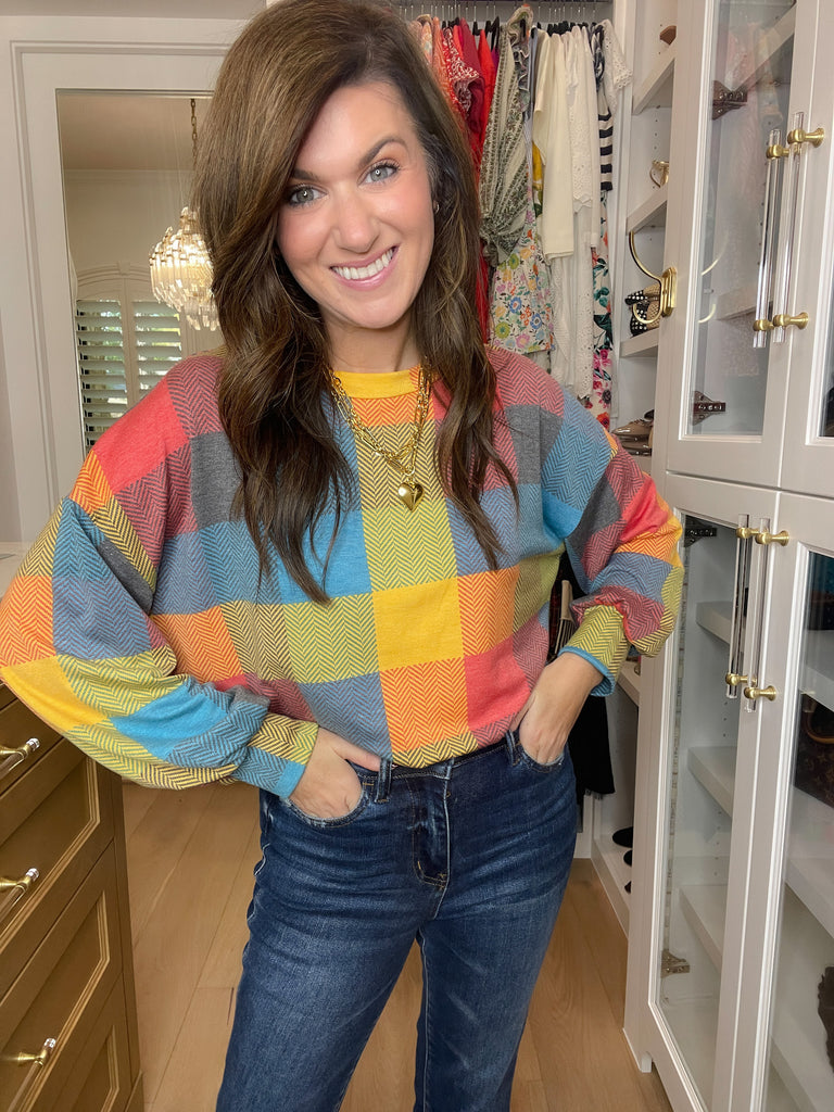 Main Character Plaid Tunic in Red/Butterscotch/Teal