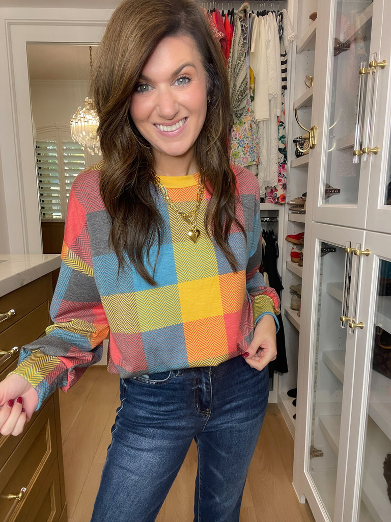 Main Character Plaid Tunic in Red/Butterscotch/Teal