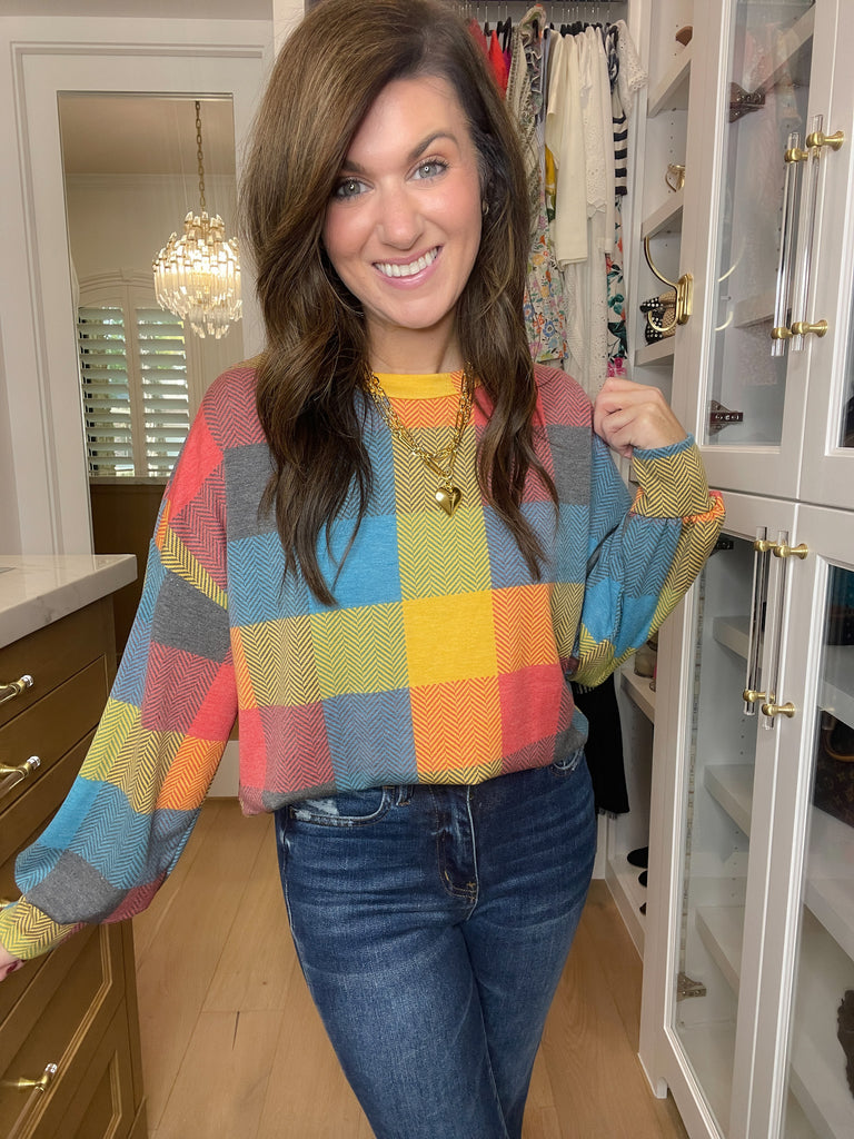 Main Character Plaid Tunic in Red/Butterscotch/Teal