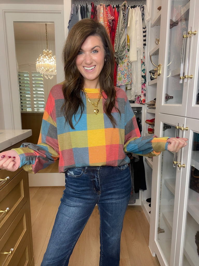 Main Character Plaid Tunic in Red/Butterscotch/Teal