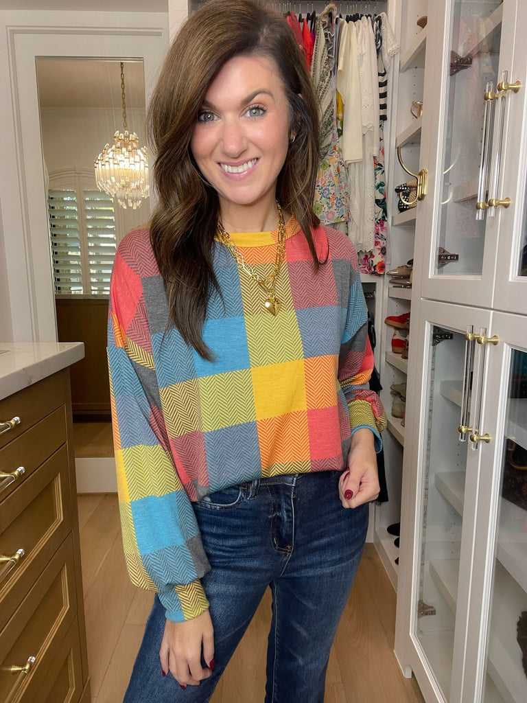 Main Character Plaid Tunic in Red/Butterscotch/Teal