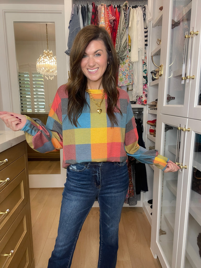 Main Character Plaid Tunic in Red/Butterscotch/Teal