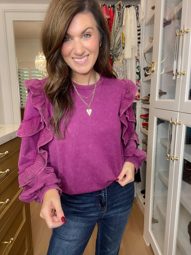 Winning Streak Ruffle Sleeve Pullover