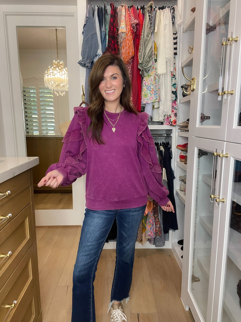 Winning Streak Ruffle Sleeve Pullover