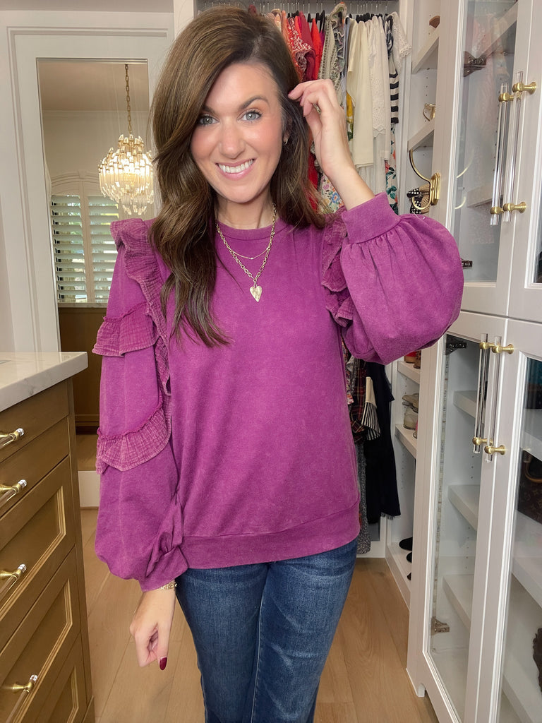 Winning Streak Ruffle Sleeve Pullover