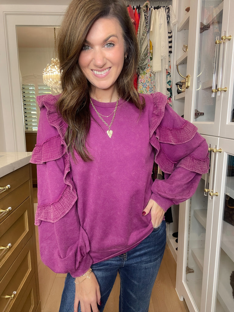 Winning Streak Ruffle Sleeve Pullover