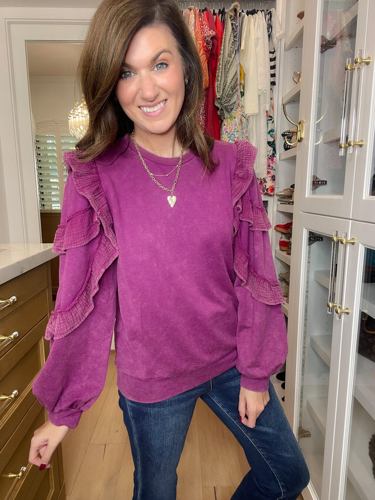 Winning Streak Ruffle Sleeve Pullover