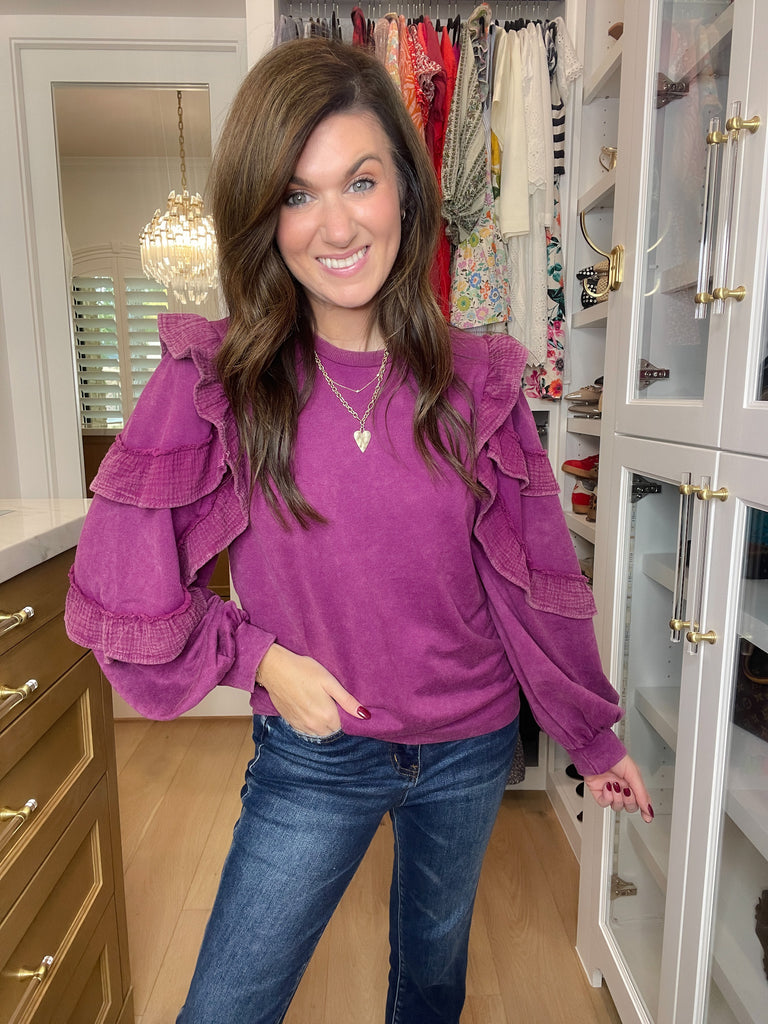 Winning Streak Ruffle Sleeve Pullover