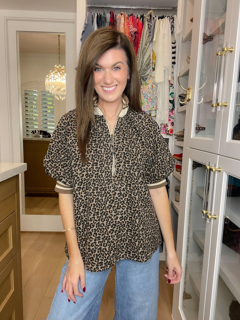 Pick a Side Leopard Top in Mocha
