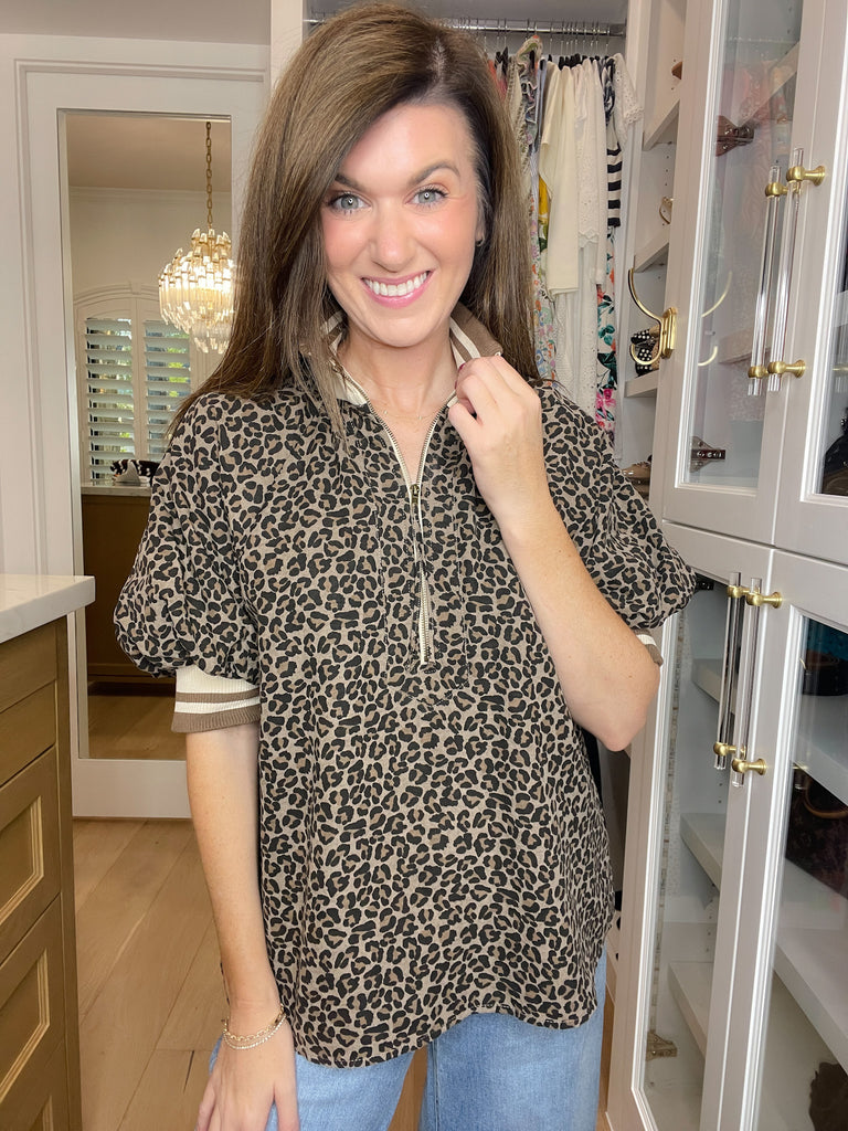 Pick a Side Leopard Top in Mocha