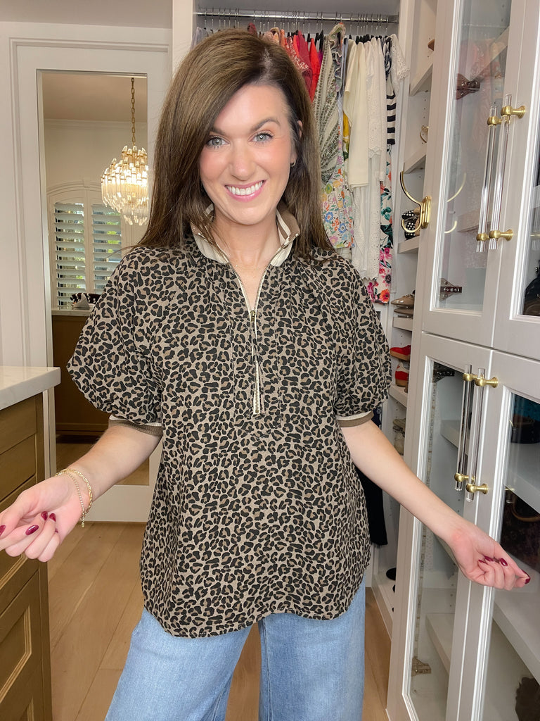 Pick a Side Leopard Top in Mocha