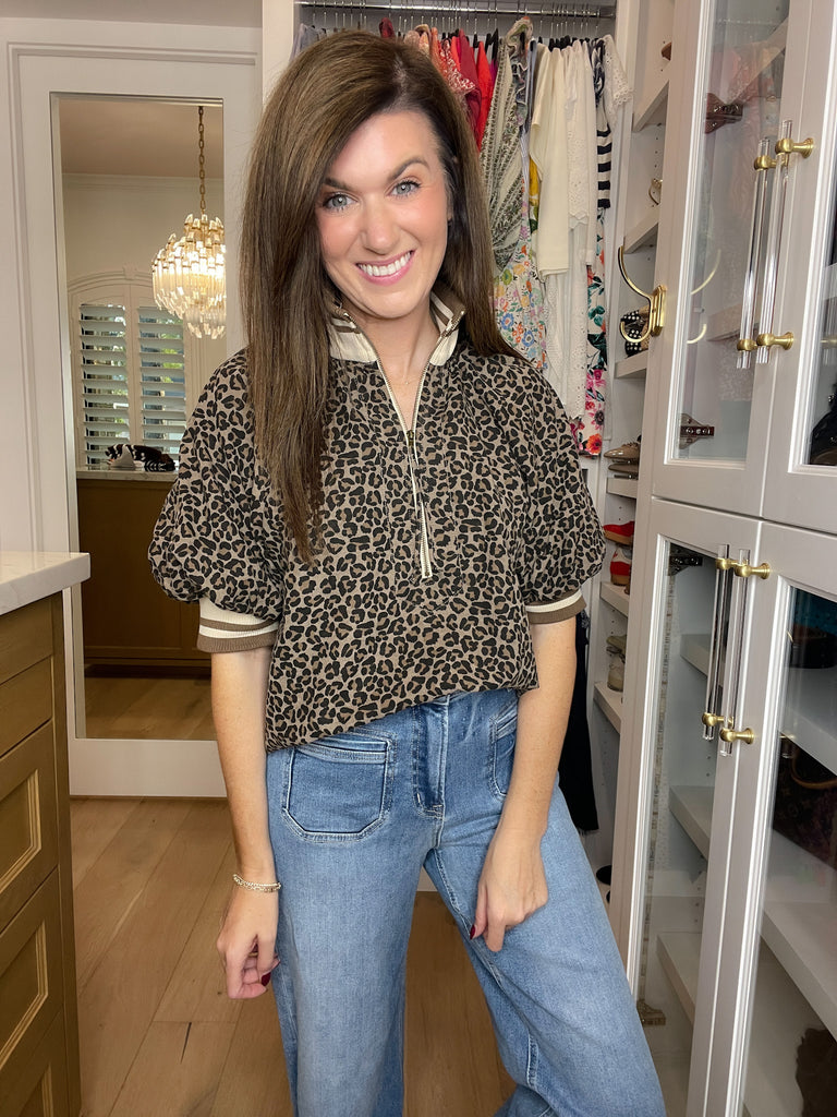 Pick a Side Leopard Top in Mocha