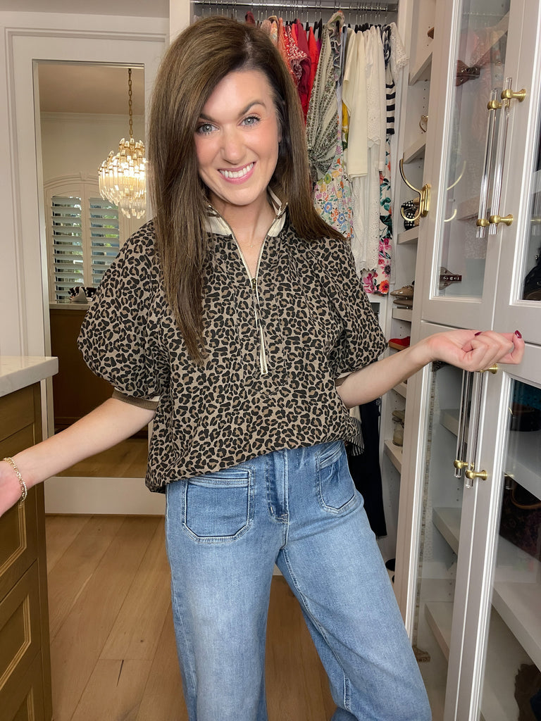 Pick a Side Leopard Top in Mocha