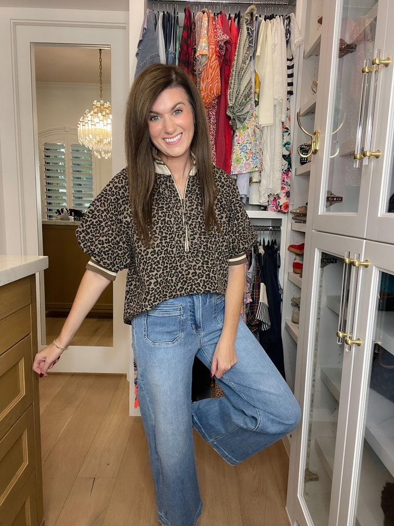 Pick a Side Leopard Top in Mocha