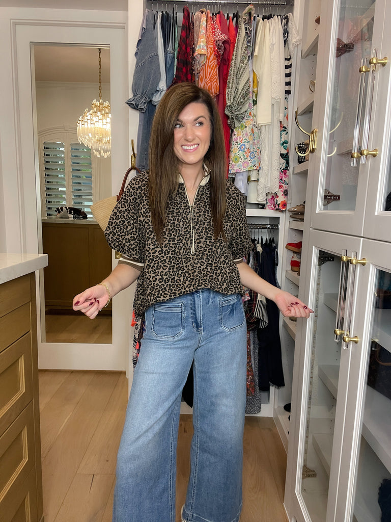 Pick a Side Leopard Top in Mocha