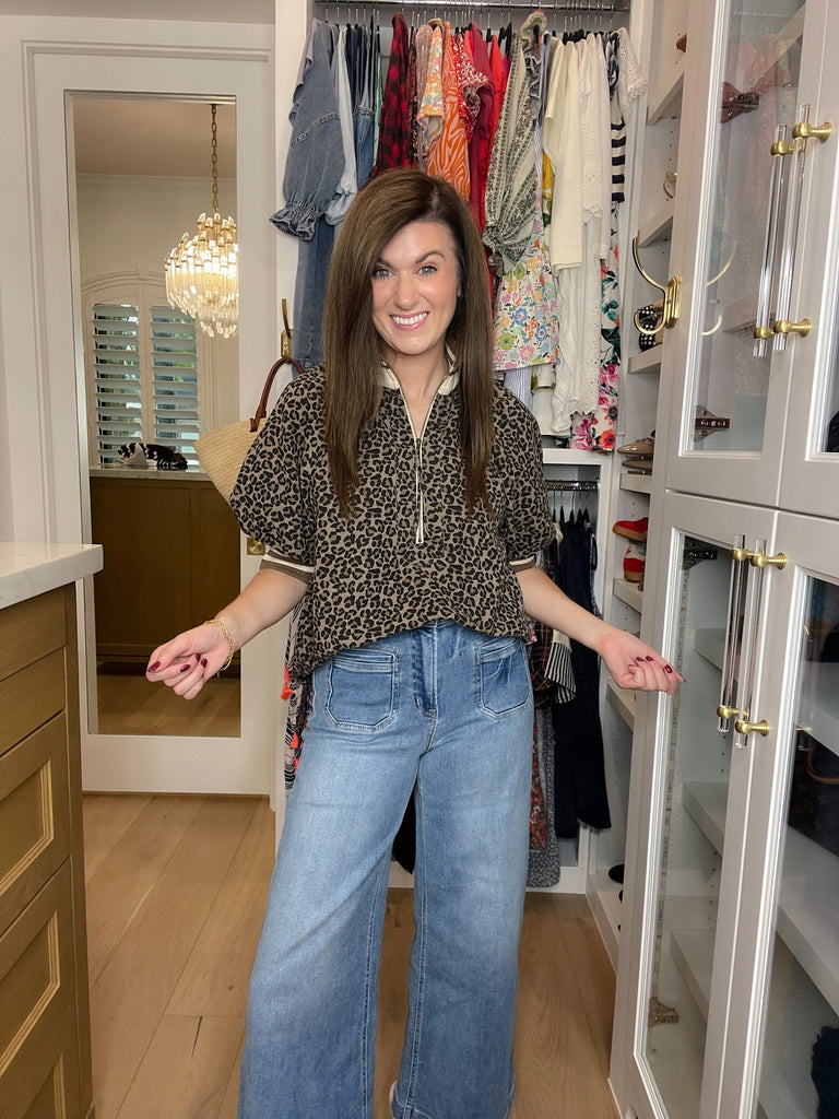 Pick a Side Leopard Top in Mocha