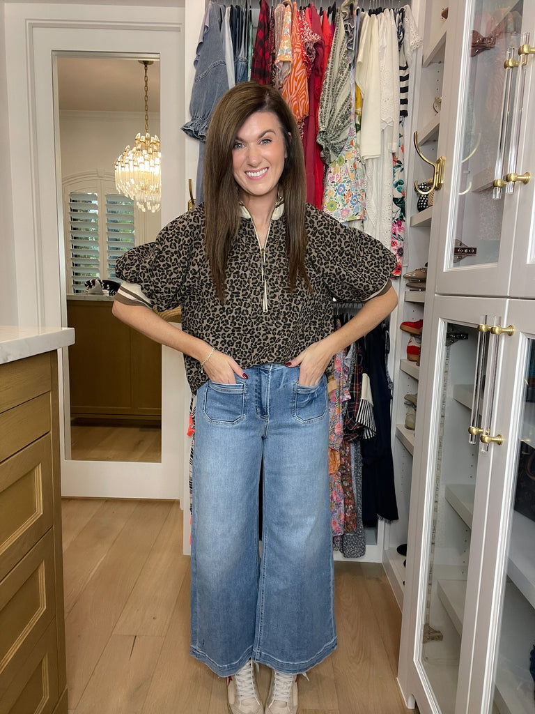 Pick a Side Leopard Top in Mocha