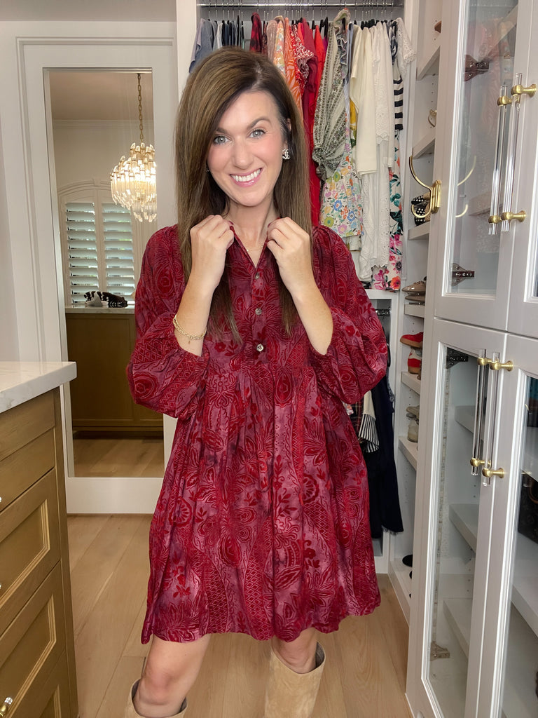 Dreaming of You Velvet Jacquard Dress