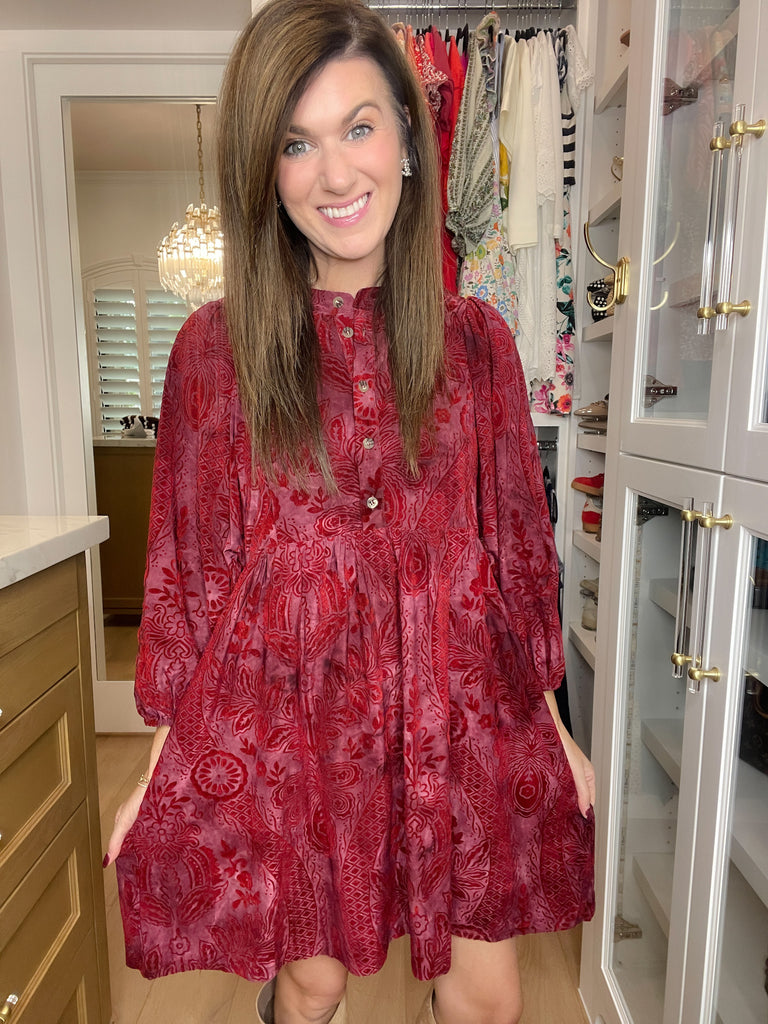 Dreaming of You Velvet Jacquard Dress