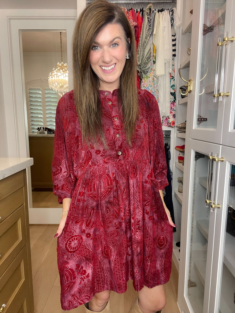 Dreaming of You Velvet Jacquard Dress