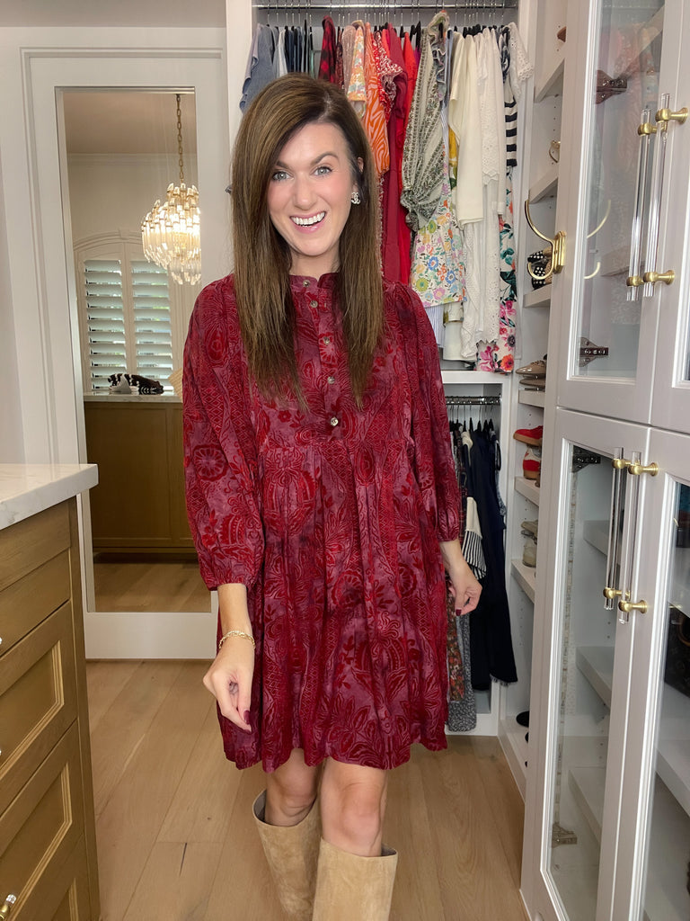 Dreaming of You Velvet Jacquard Dress