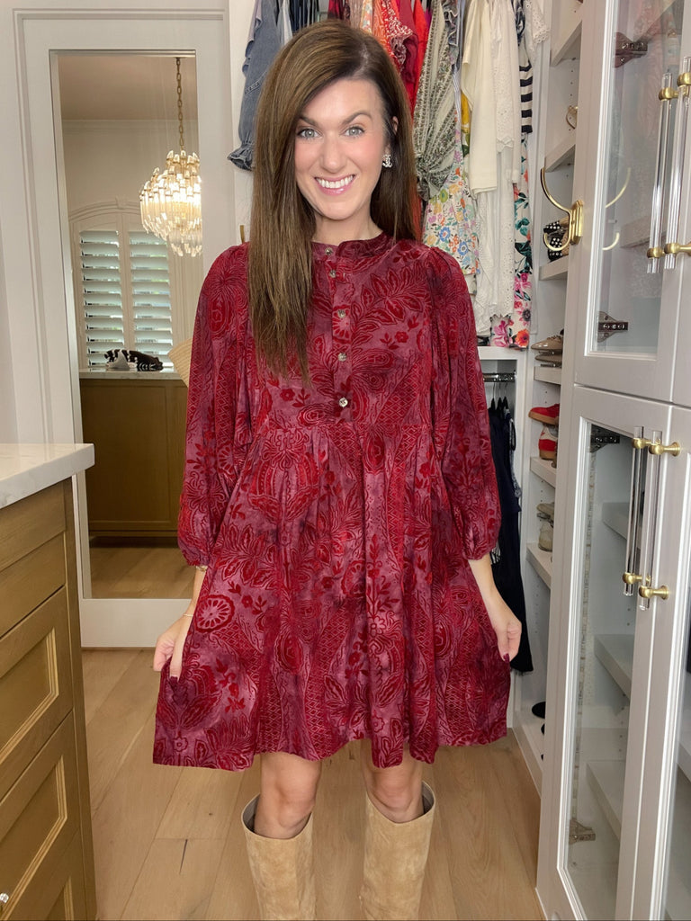 Dreaming of You Velvet Jacquard Dress