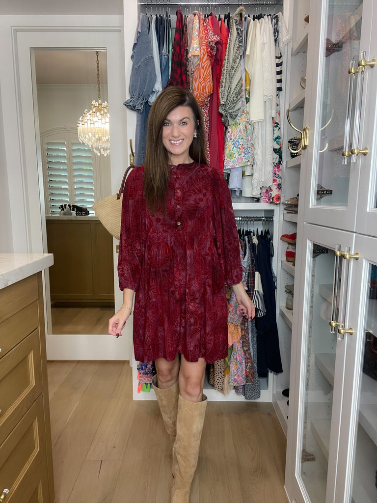 Dreaming of You Velvet Jacquard Dress