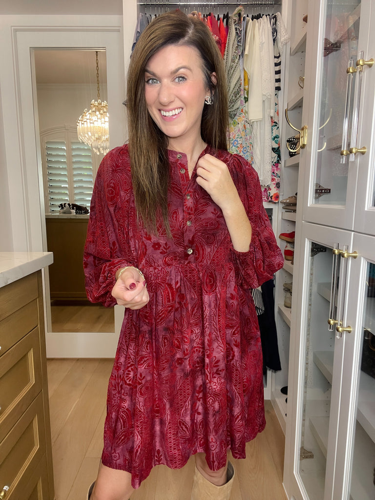 Dreaming of You Velvet Jacquard Dress