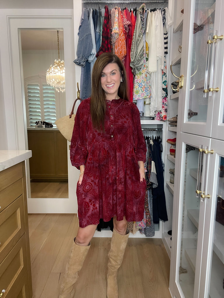 Dreaming of You Velvet Jacquard Dress