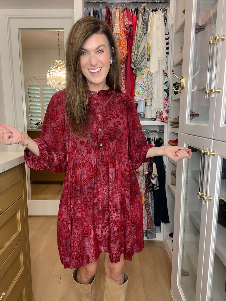 Dreaming of You Velvet Jacquard Dress