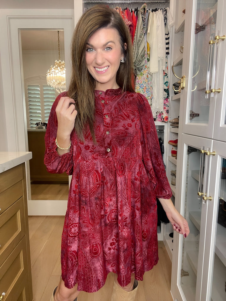 Dreaming of You Velvet Jacquard Dress