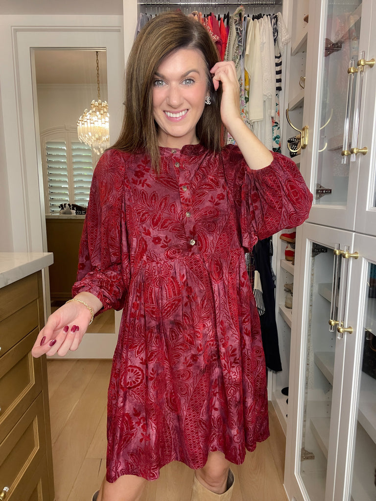 Dreaming of You Velvet Jacquard Dress