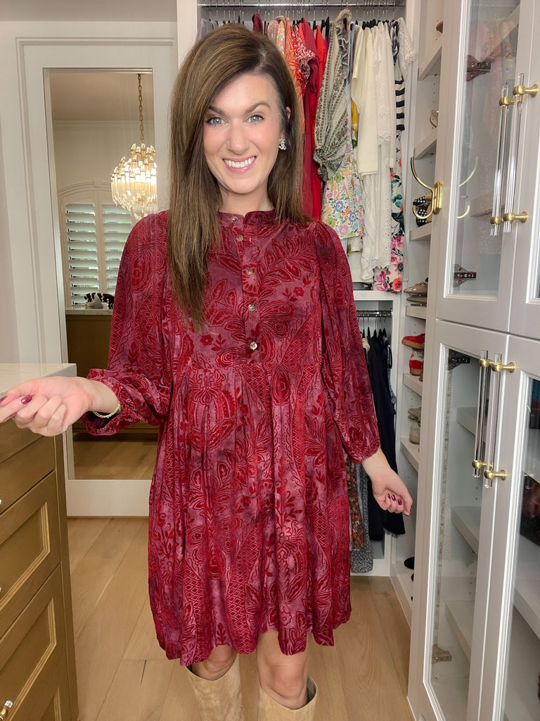 Dreaming of You Velvet Jacquard Dress