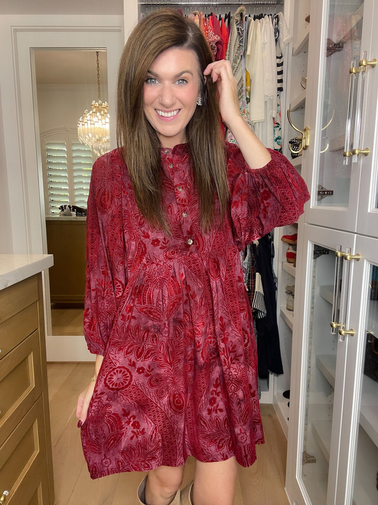 Dreaming of You Velvet Jacquard Dress