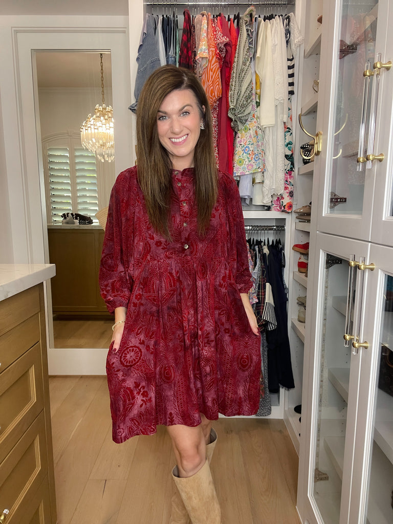 Dreaming of You Velvet Jacquard Dress