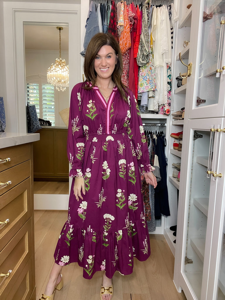 Floral Keepsake Midi Dress in Plum