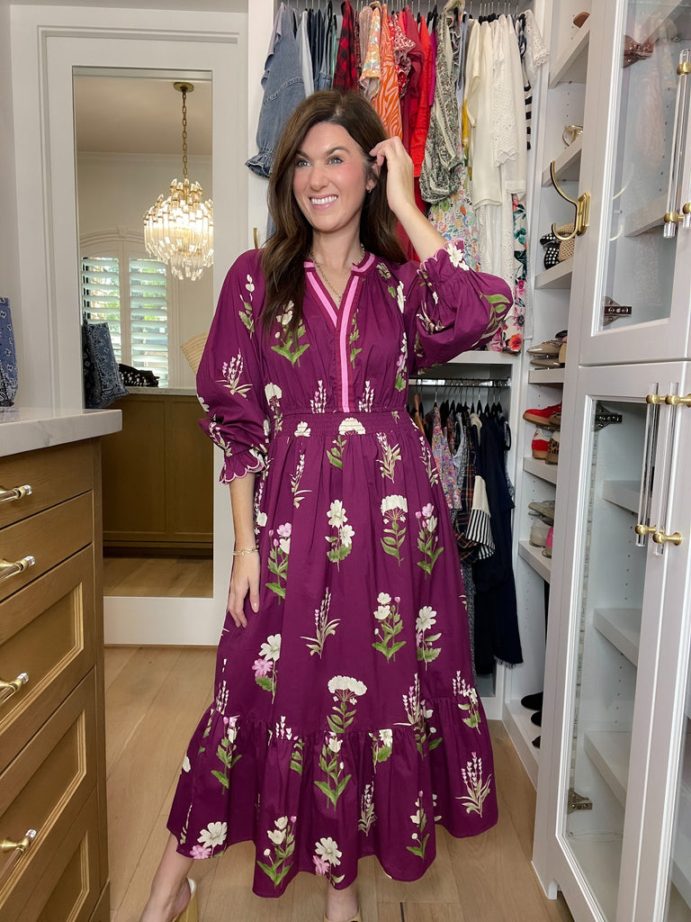 Floral Keepsake Midi Dress in Plum