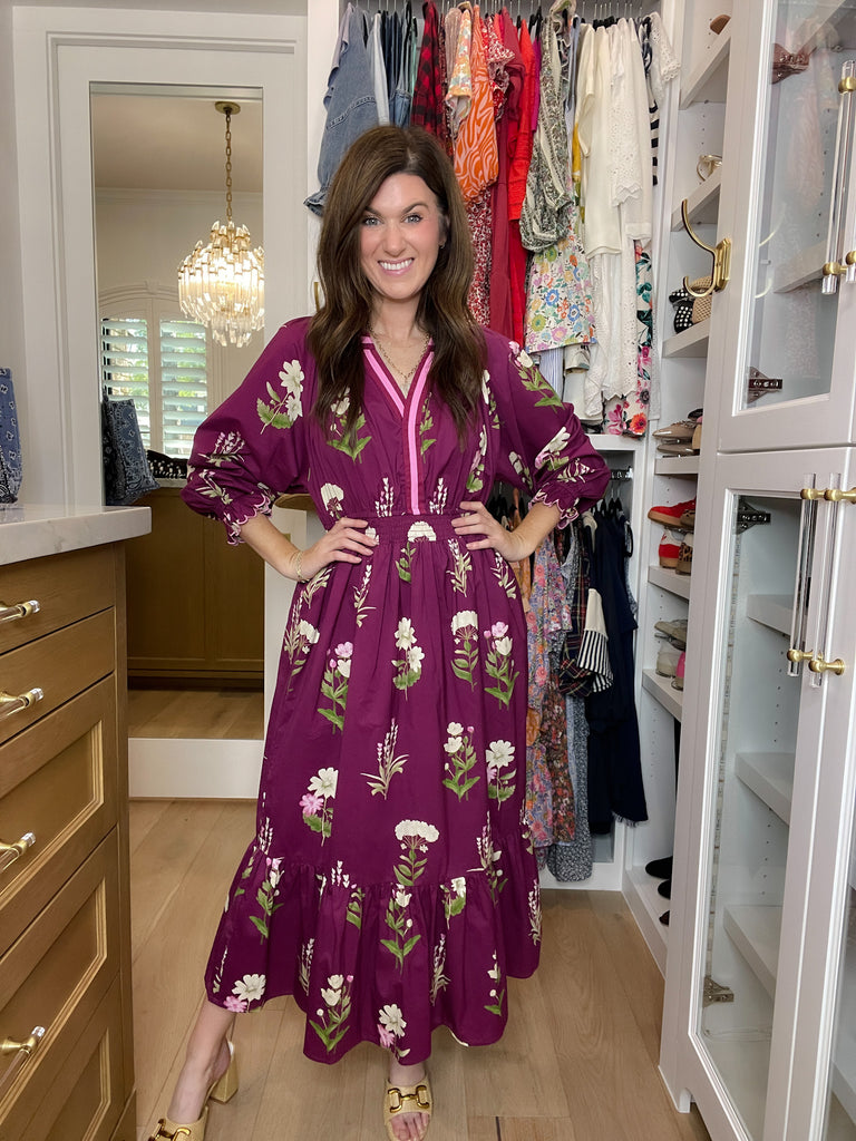 Floral Keepsake Midi Dress in Plum