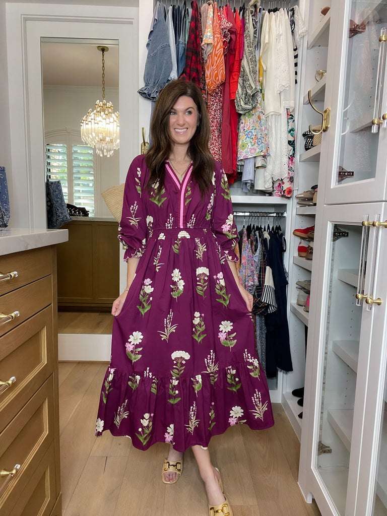 Floral Keepsake Midi Dress in Plum