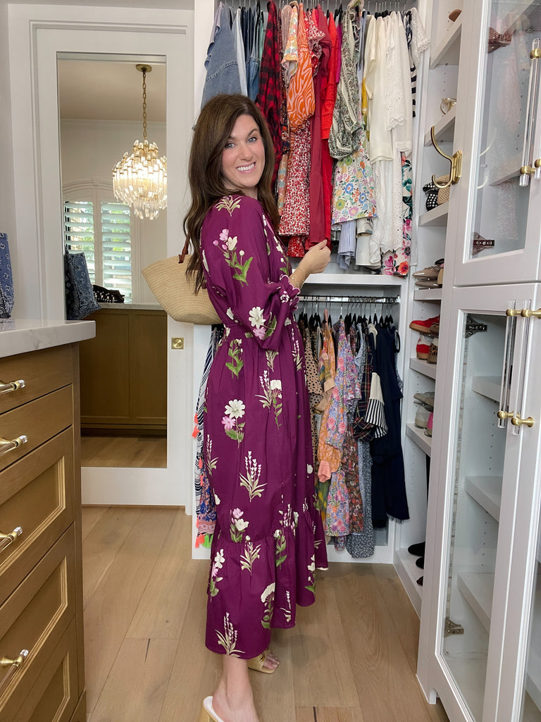 Floral Keepsake Midi Dress in Plum