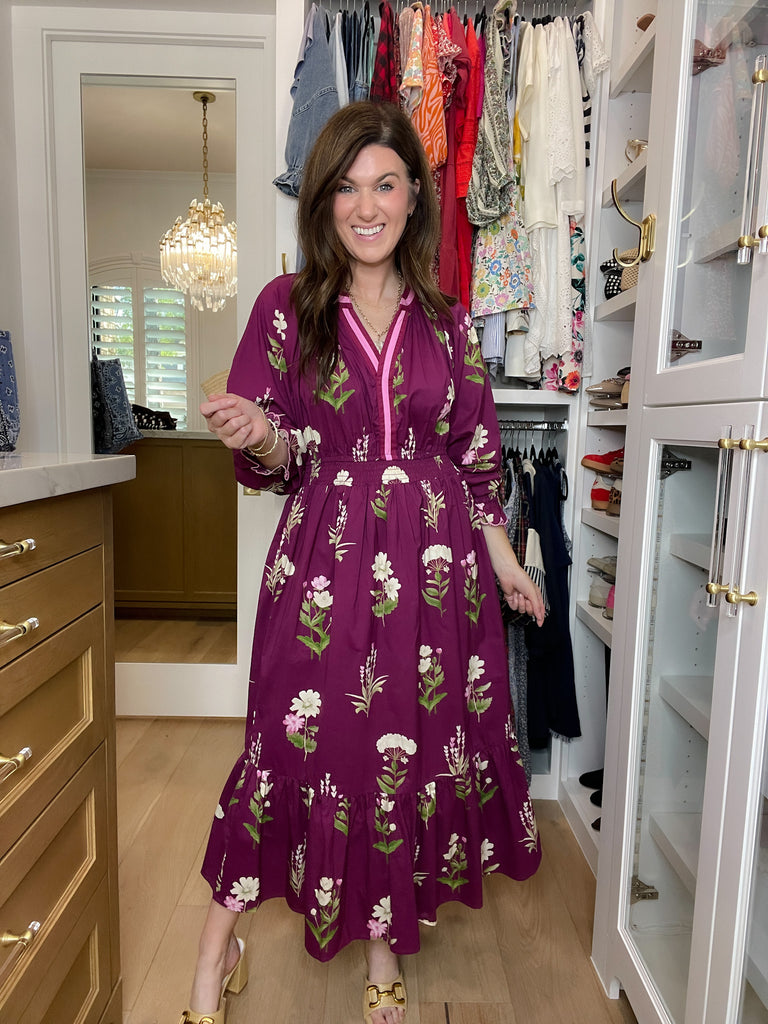 Floral Keepsake Midi Dress in Plum