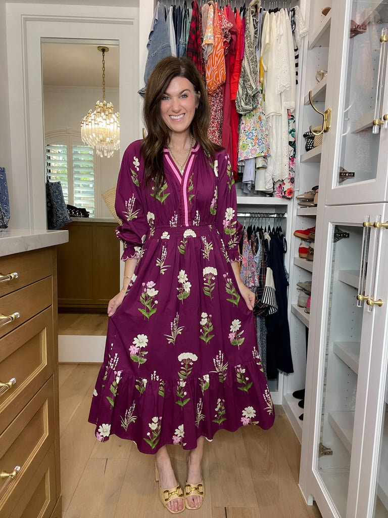 Floral Keepsake Midi Dress in Plum