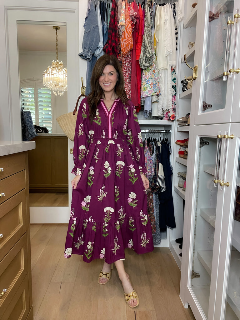 Floral Keepsake Midi Dress in Plum