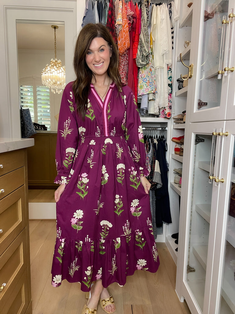 Floral Keepsake Midi Dress in Plum