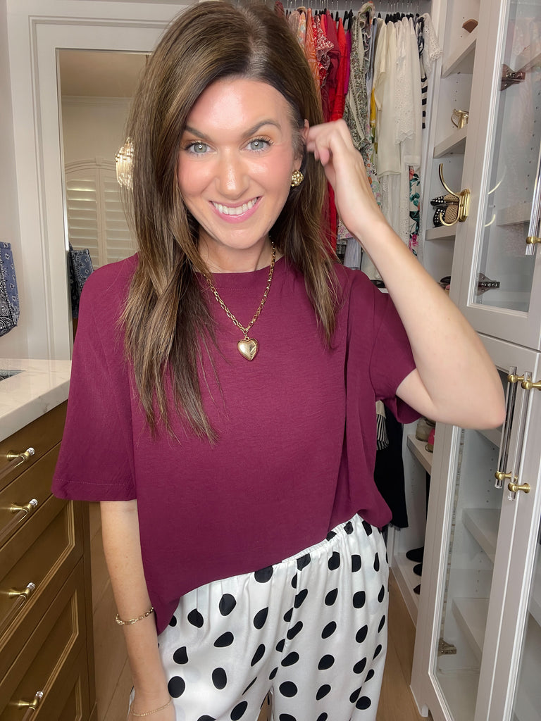 Simply Stated Tee in Burgundy