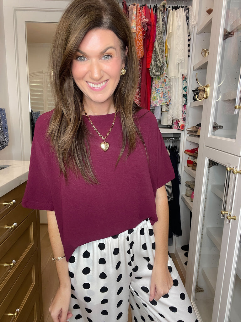 Simply Stated Tee in Burgundy