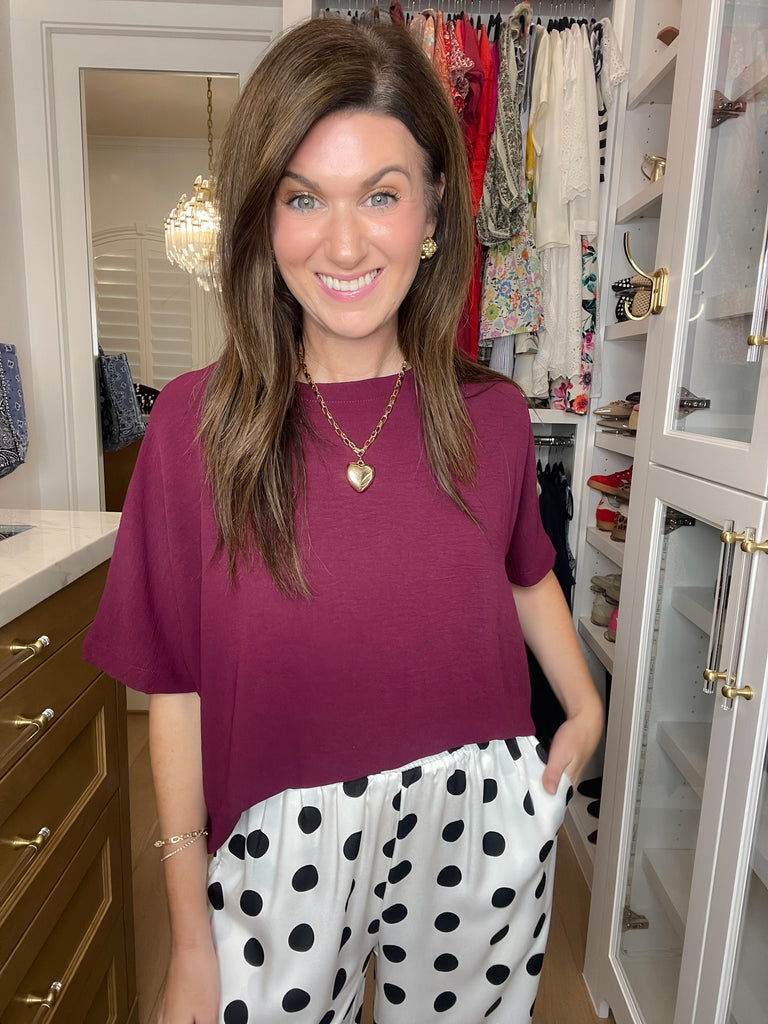 Simply Stated Tee in Burgundy