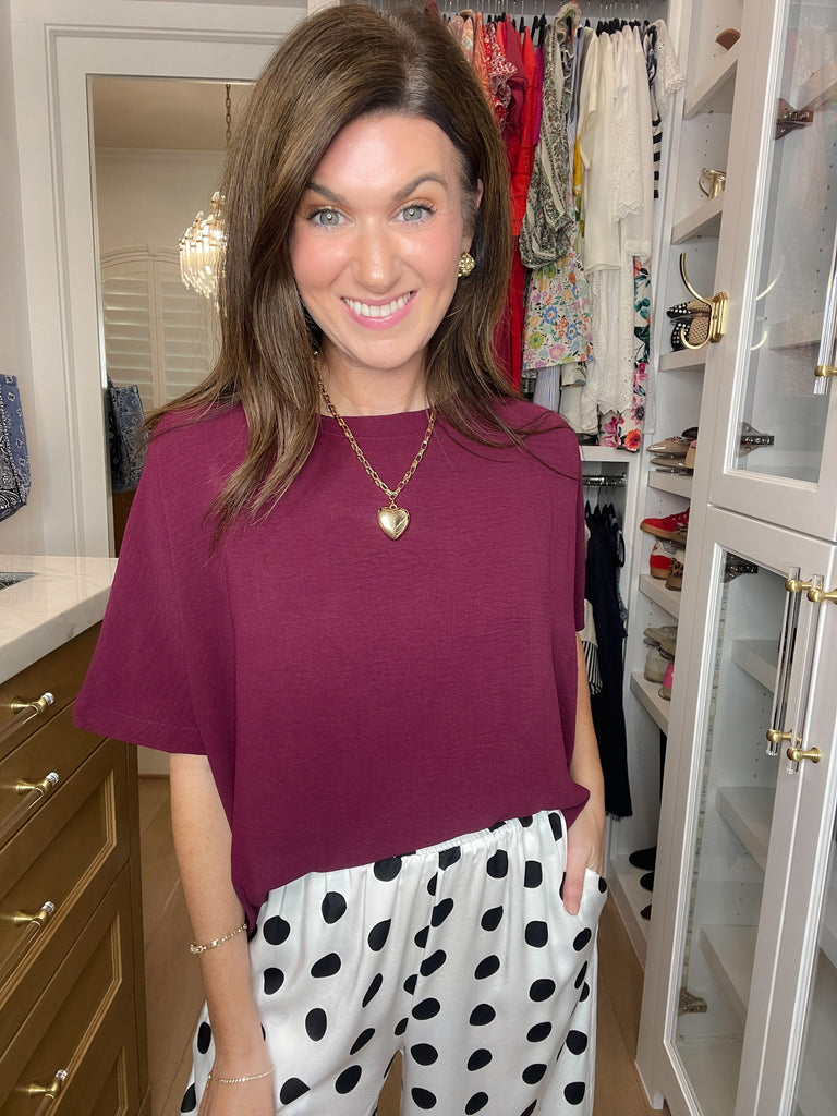 Simply Stated Tee in Burgundy