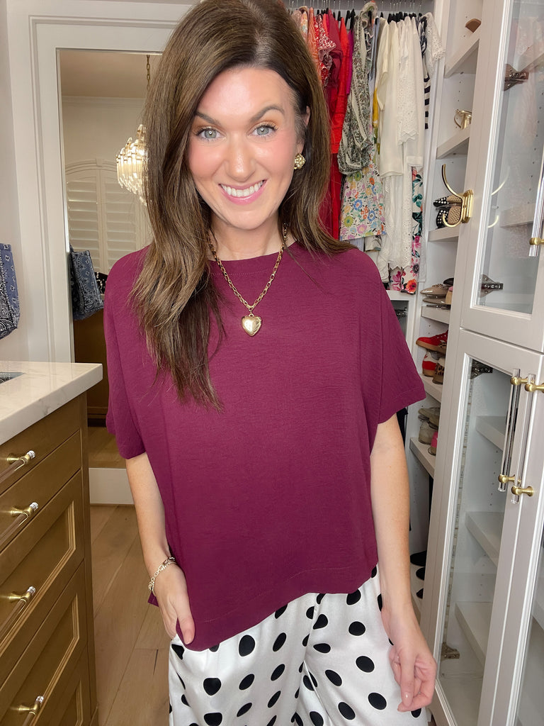 Simply Stated Tee in Burgundy